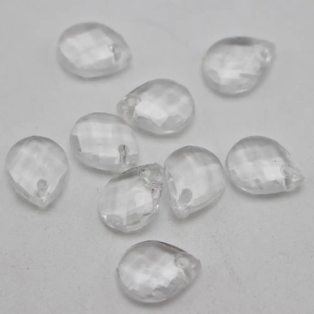 200 Mixed Color Clear Transparent Acrylic Faceted Teardrop Charm Pendants 10X8mm