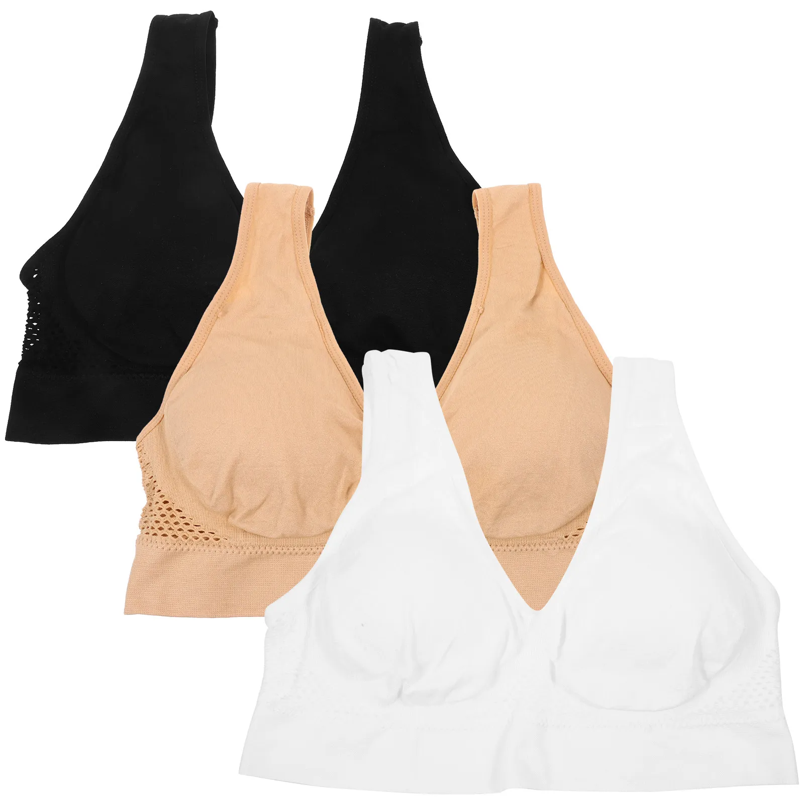 3Pcs Xxl Sports Bra for Women Breathable Mesh Hole Gym Tops Women Workout Bras Pack High Support Fitness Bra Nylon Soft