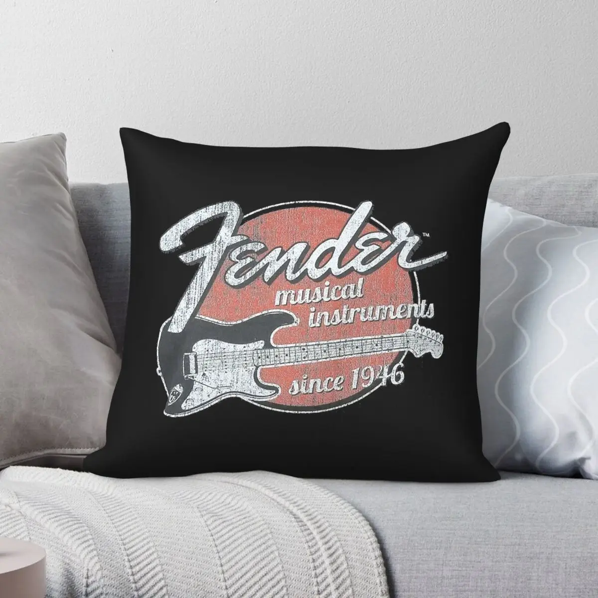 Fender Telecaster Electric Guitar Square Pillowcase Polyester Linen Velvet Creative Decor Throw Pillow Case Sofa Cushion Cover