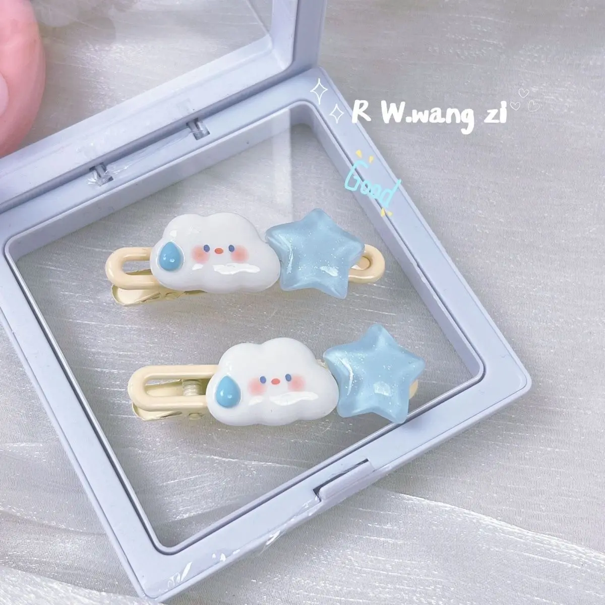 

Cartoon White Cloud Star Duck Clip Cute Sweet Girl Side Bangs Hairpin Blue Star Sky Hair Clips for Women Y2k Fashion Accessories