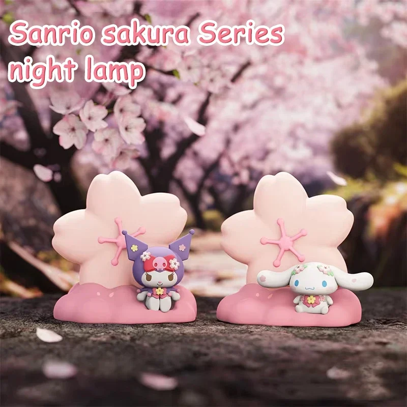 Sanrio Kuromi Night Light Cherry Blossom Season Series Cinnamoroll Sakura Night Lamp Sleep Light Decorations Toys Children Gifts