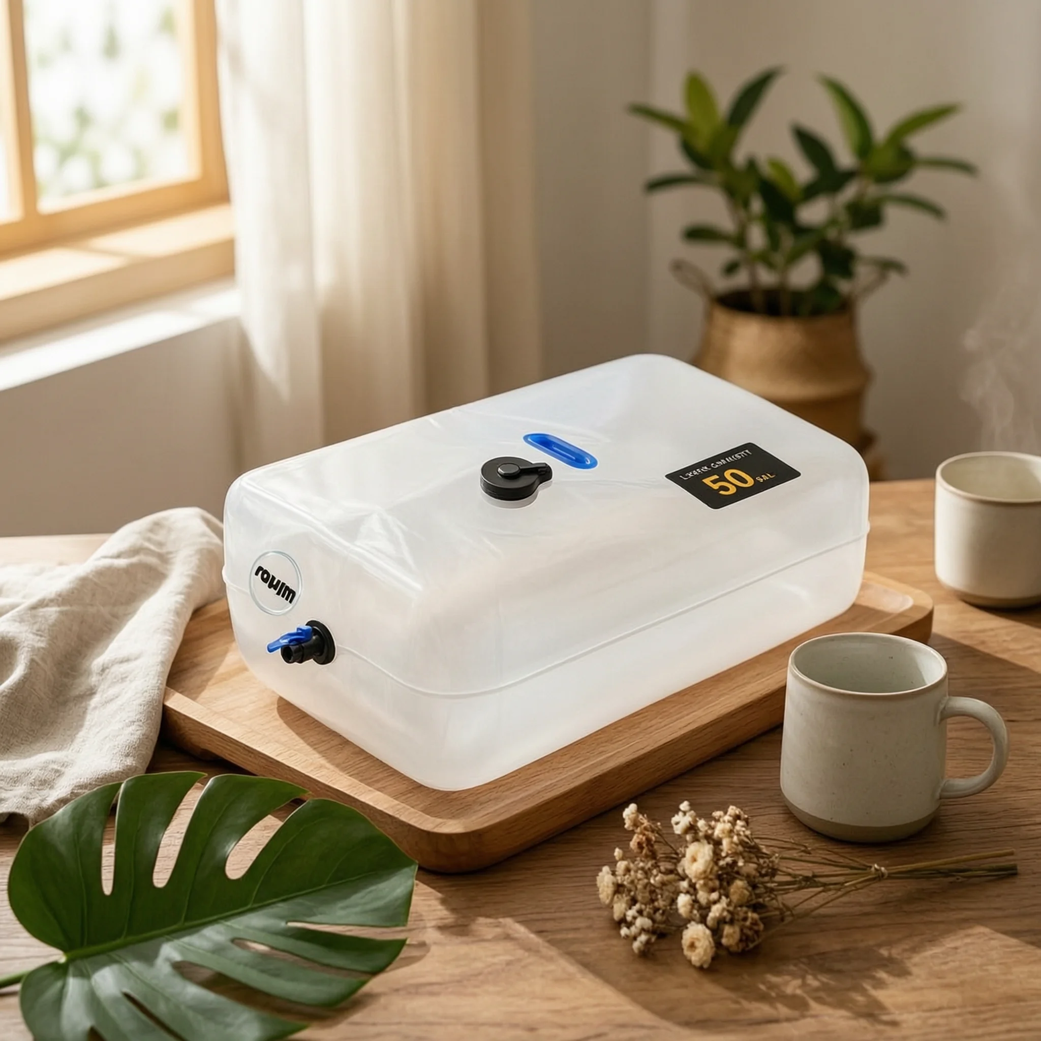 ポータブル水貯蔵バッグ透明折りたたみ式水容器ブルーレバーバルブ長持ちする洗車用