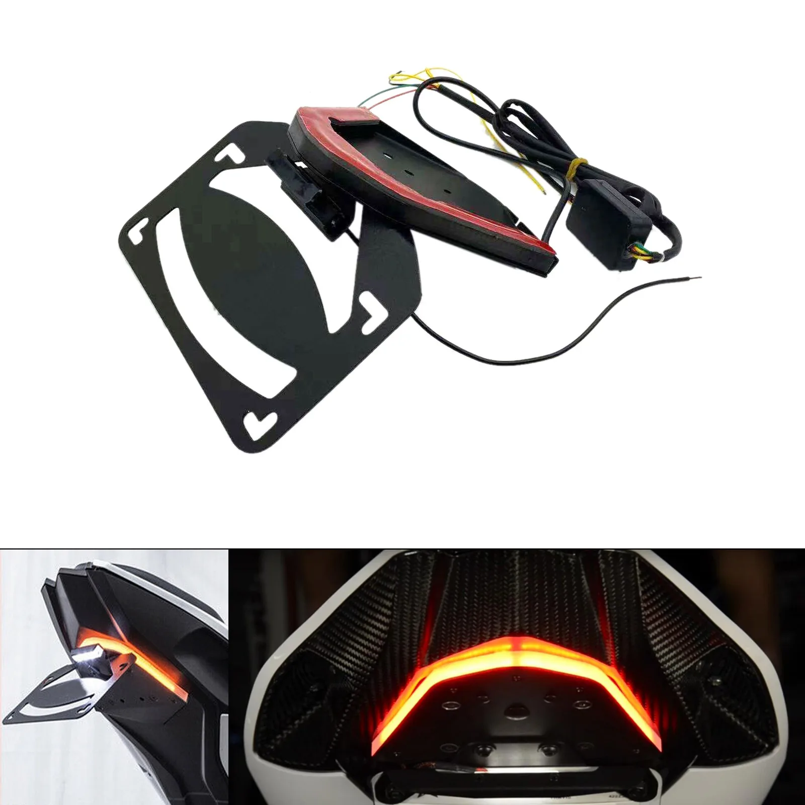 For BMW- S1000RR S1000 RR S 1000RR 2020 2021 Short License Rear License Plate Mount Holder and Plate LED Light