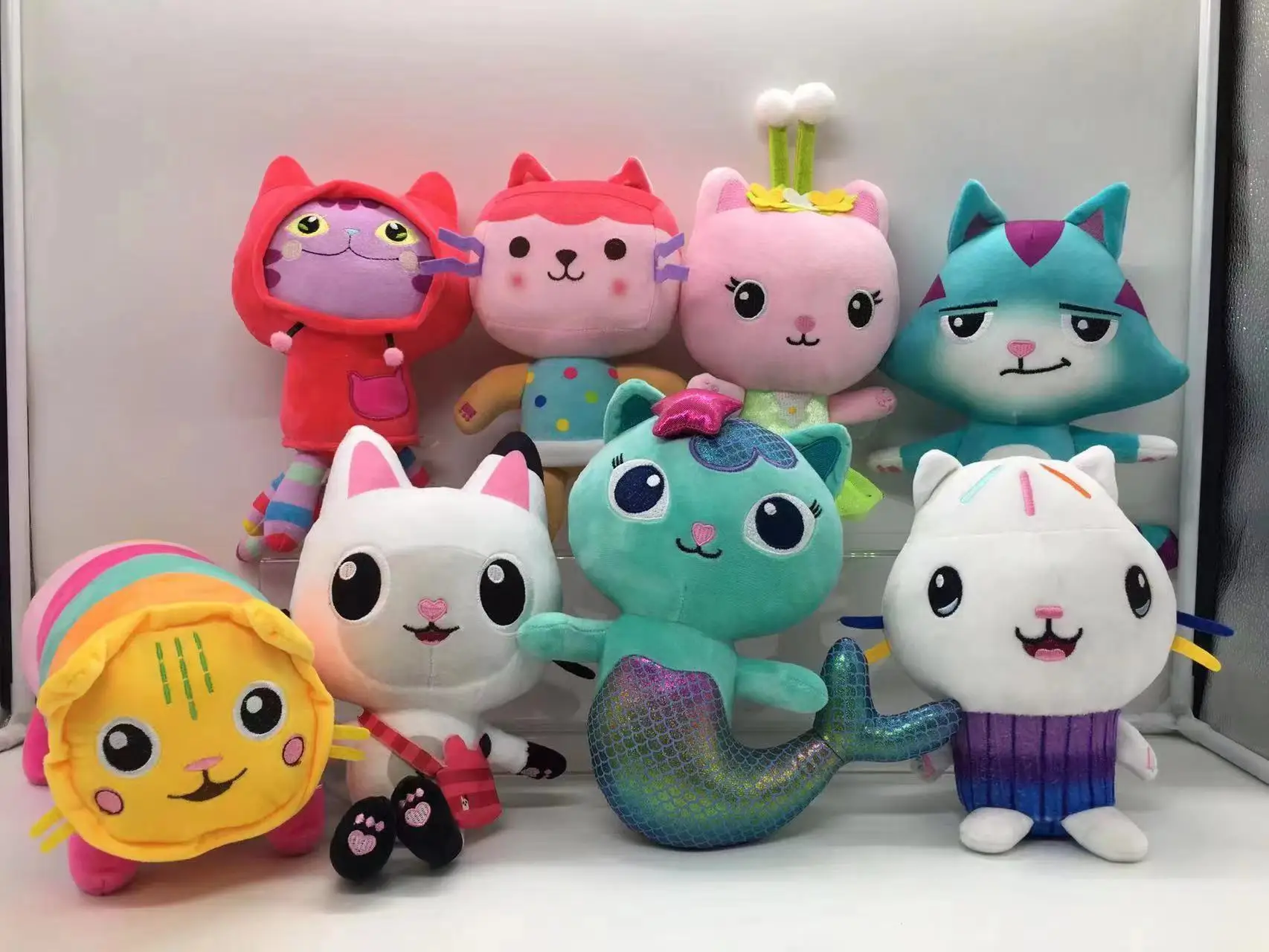 10pcs 20-32cm Gabby Doll House Plush Toy Backpack Cat Cake Cat Mermaid Stuffed Animal Plushie Gbay Sticker for Kid Chrismas Gift