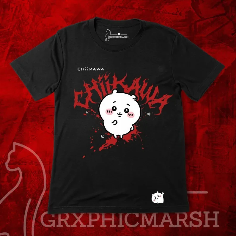 Chiikawa Kawaii Anime Tee Unisex Short Sleeve Tops Casual Daily Outfit Lovely Character Print T‑Shirt For Men Women