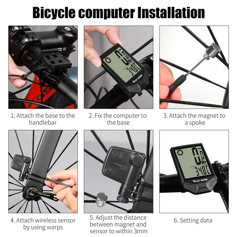 Bicycle Computer Wireless MTB Road Bike Odometer Waterproof Backlight Cycling Speedometer LED Rate Stopwatch Bike Accessories