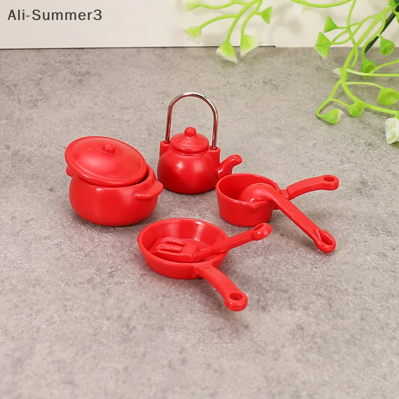 1 Set Giocattoli per bambini 1:12 Casa delle bambole in miniatura Zuppa Pentola Cucchiaio Pan Bollitore Modello Cucina Pentole Accessori Decorazione fai da te