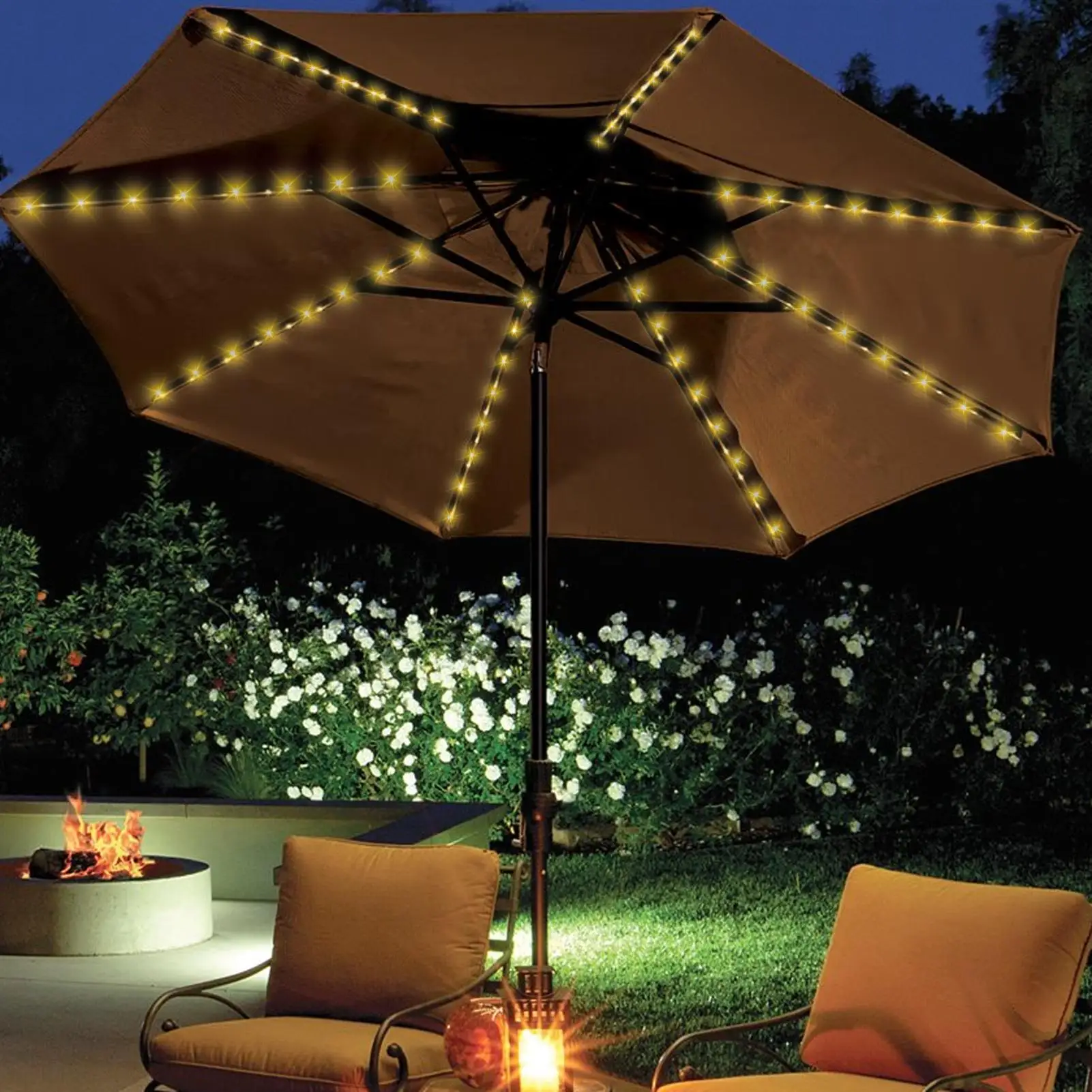 Solar Garden Umbrella Light Outdoor Parasol Lamp Waterproof String Light With 8 Brightness Modes Solar Powered Parasol Light For image 5