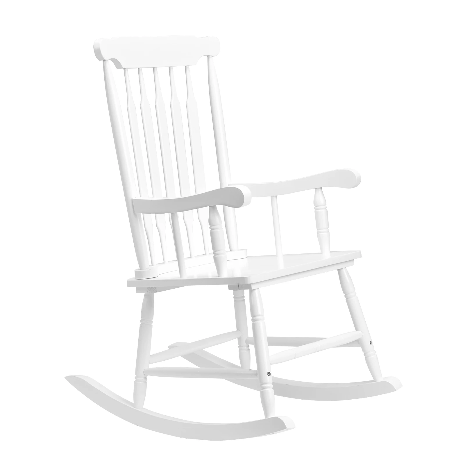 Patio Rocking Chair Solid Wood, Outdoor Porch Rocker Chair with Wooden Frame, Indoor Wooden Rocking Chair