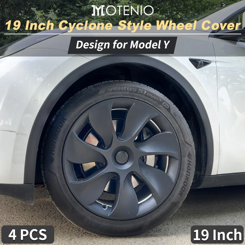 

4PCS/Set Hubcaps 19 inch Full Coverage Cyclone Wheel Cover Cap Set Design for Tesla Model Y Wheel Hubcap Replacement Accessories