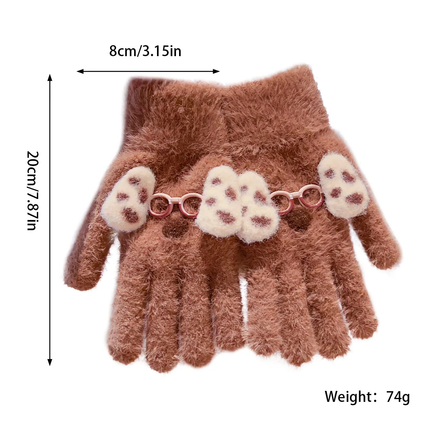 2026 Süße Winterhandschuhe für Kinder mit Hunde-Motiv, weiches Kunstfell, warm, gestrickt, mit vollen Fingern, für Jungen und Mädchen, für kaltes Wetter – Detail 4