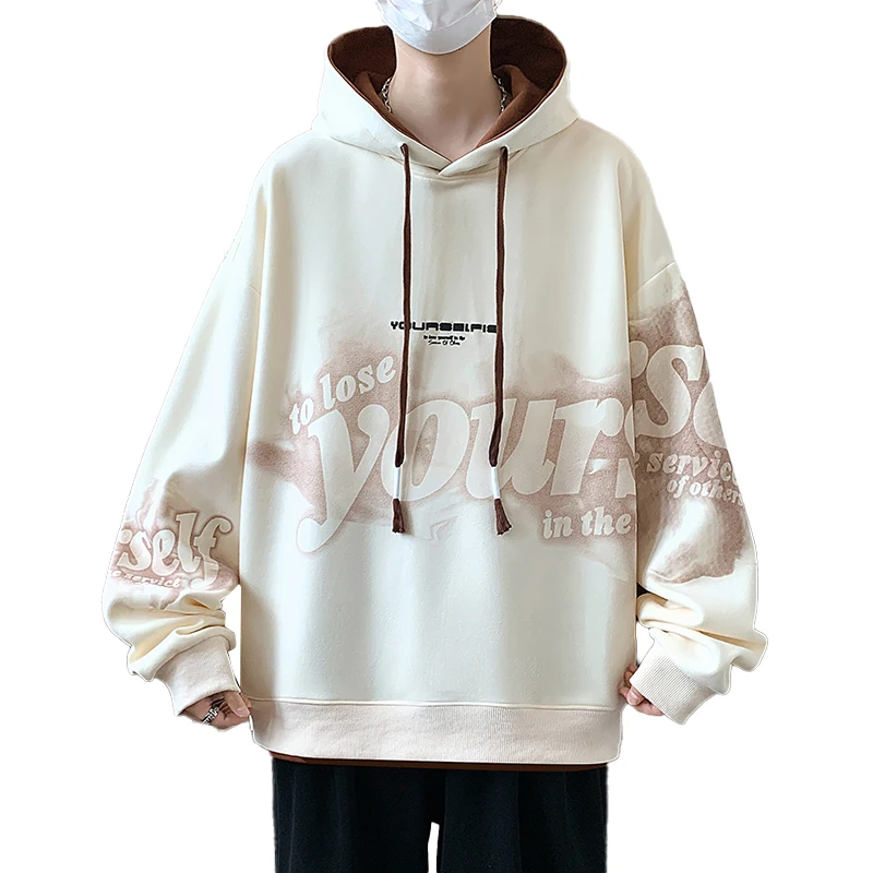 العصرية الرجال هوديي المألوف القطن عارضة هوديي البلوز لربيع الخريف مريحة الشباب نمط شعبي الرجال أعلى