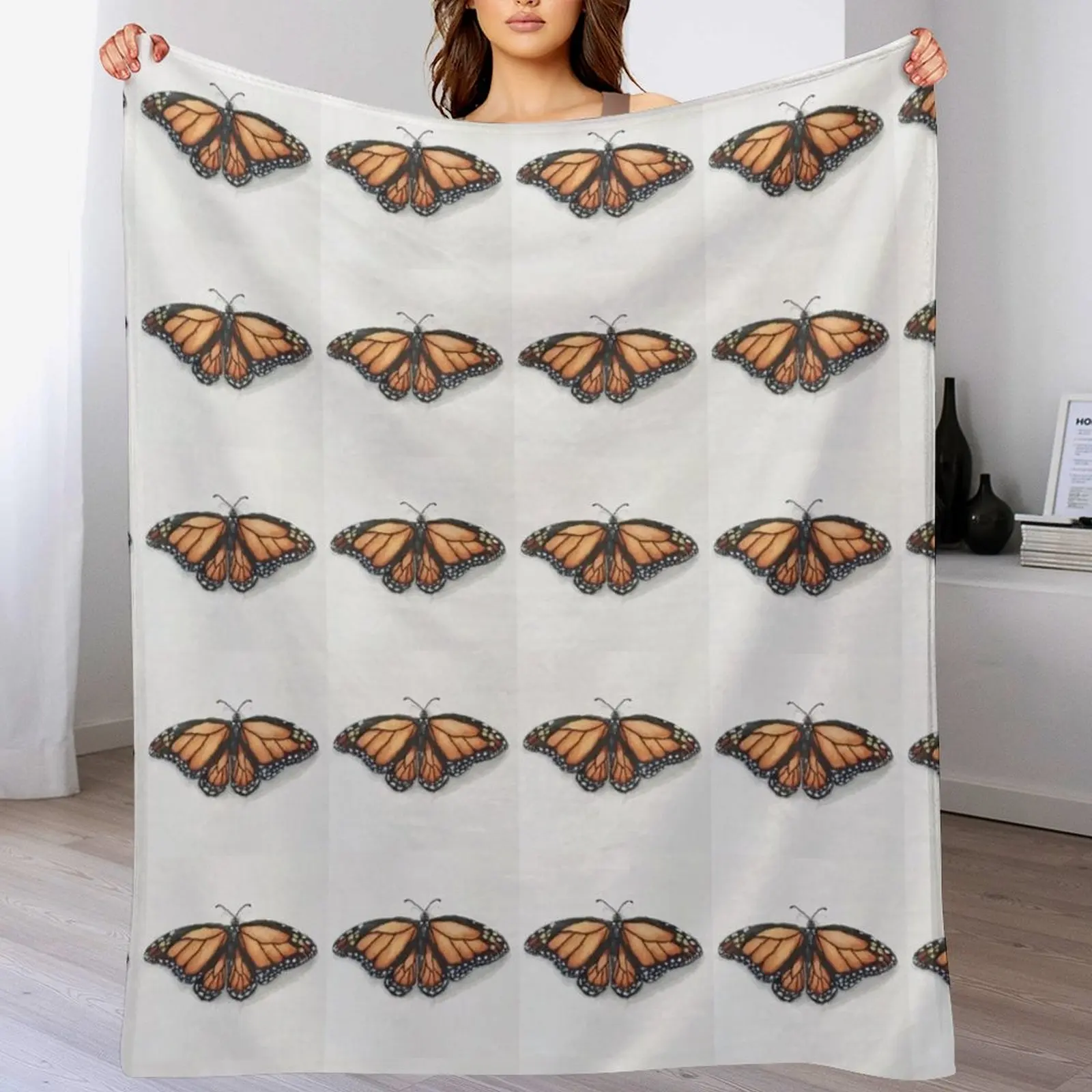 Monarch Butterfly Throw Blanket Camping Flannel Fabric Decorative Sofas Blankets