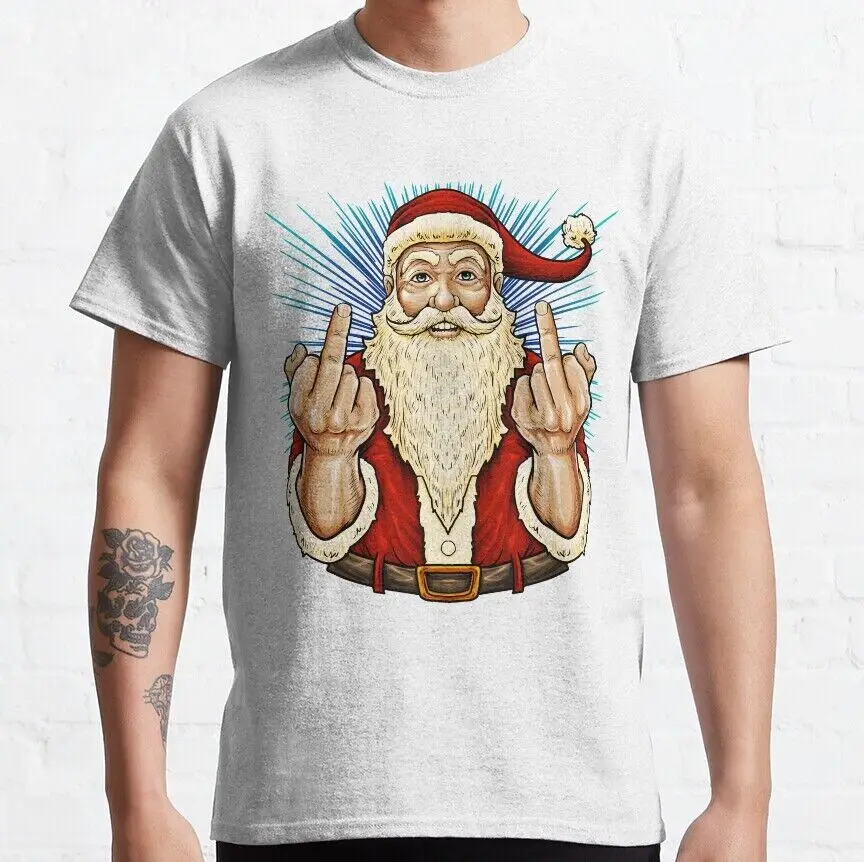 Rare Best Selling Funny Santa Middle Finger Trendy T Shirt Usa Size S 4Xl