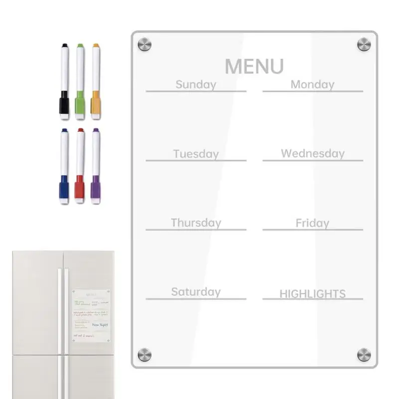 

Acrylic Note Board Reusable Transparent Dry Erase Board Acrylic Note Board With 6 Markers For Recording Weekly Plans Shopping