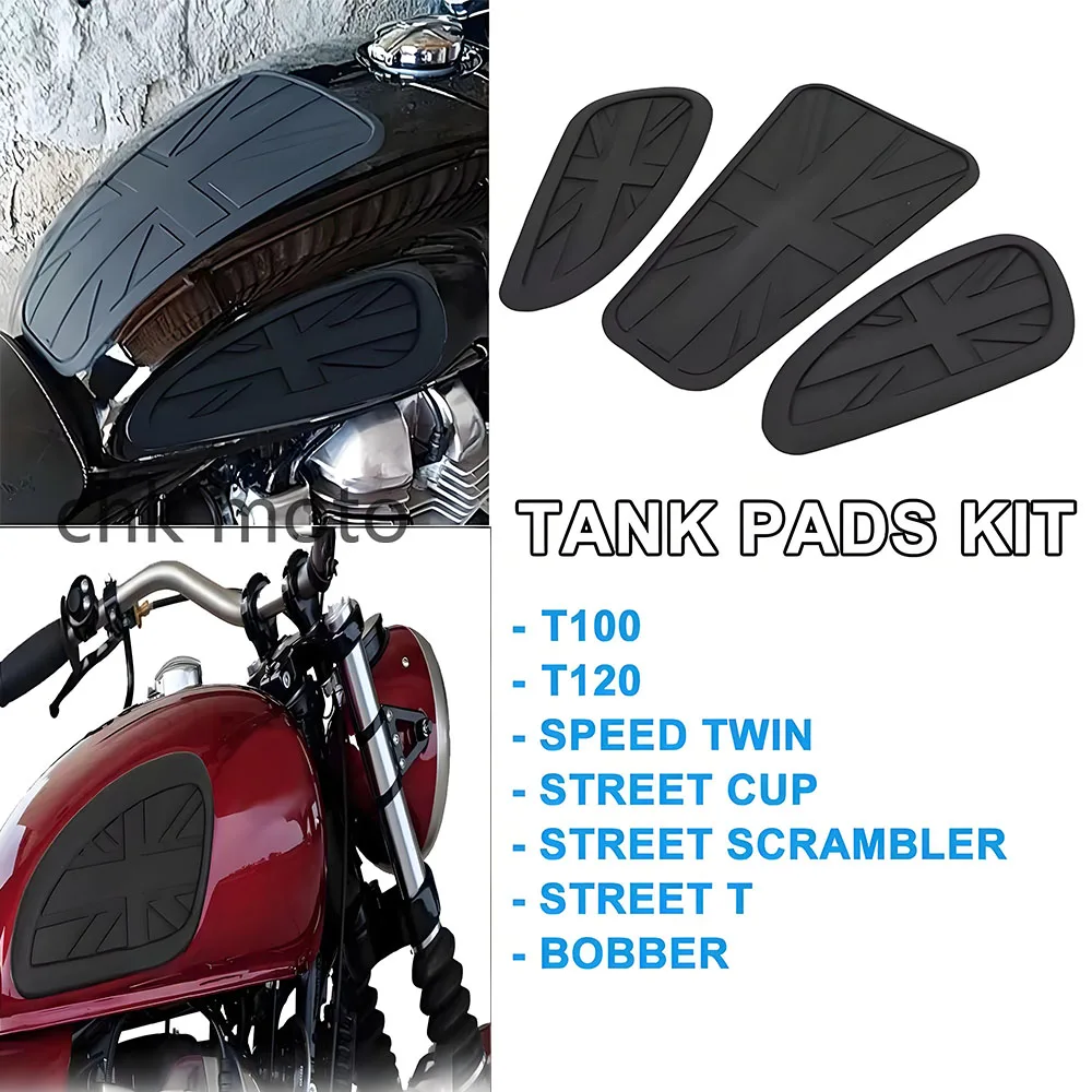 For Para T120 T100/Thruxton 1200 R/Bobber 1200/Thunderbird 900/ Interceptor 650 rodillera pegatinas de goma