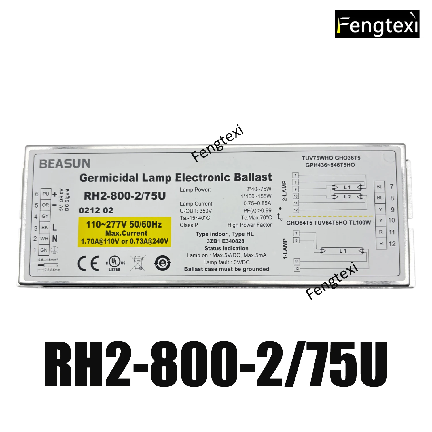 

RH2-800-2/75U UV Lamp Electronic Ballast: Suitable for Single 95-155W UV Lamp Tube Double 2X35-75W UV Lamp Tubes