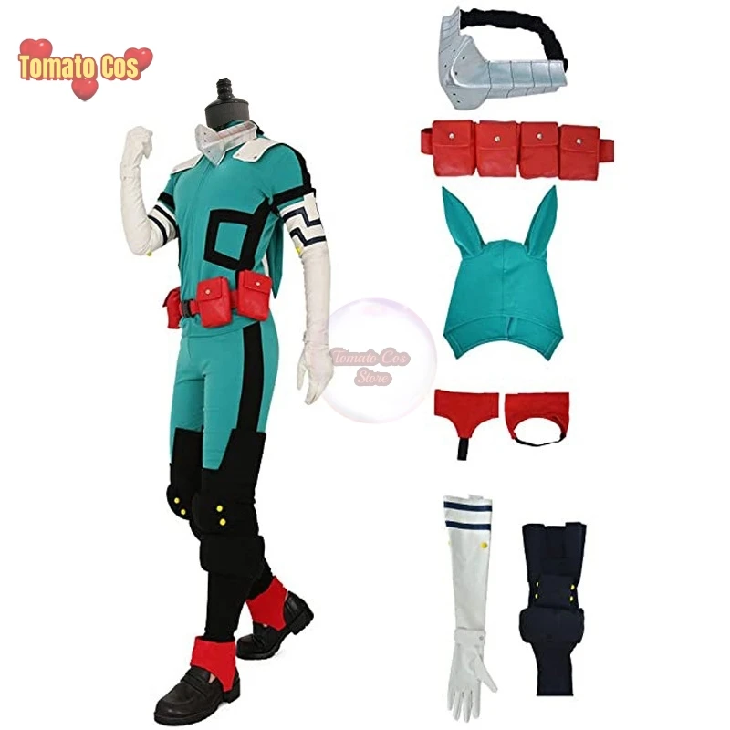 New Midoriya Izuku Deku Battle Cosplay Costume Anime My Hero Academia Cosplay Unisex Jumpsuit Set For Halloween