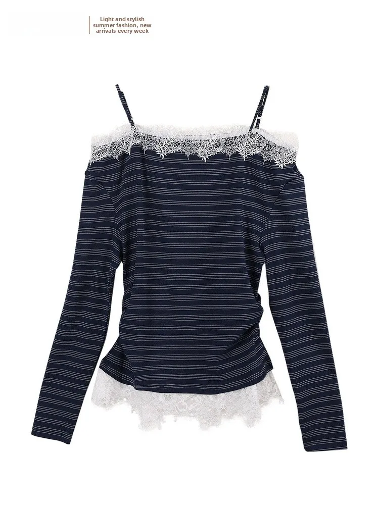 

Модный вязаный топ с имитацией двухслойности и открытыми плечами, повседневная одежда из полиэстеровой смеси, весна 2026, новинка