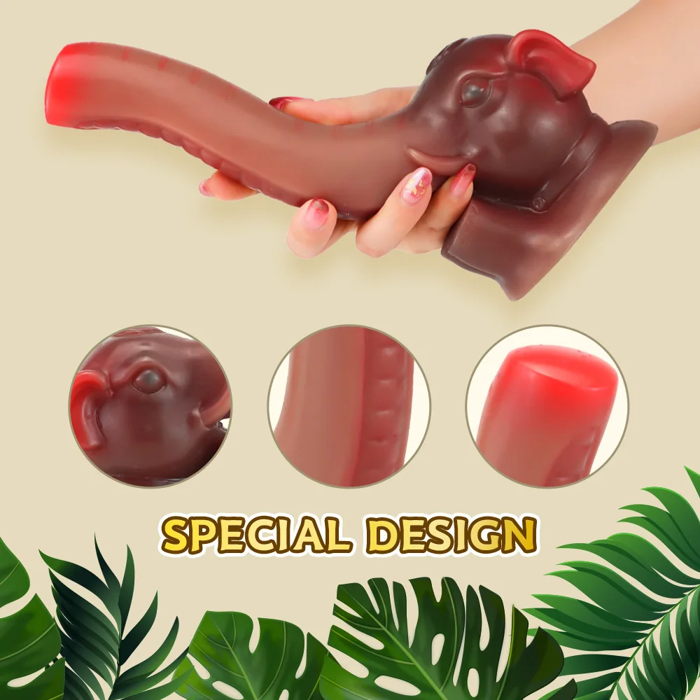 

Realistic Animal Monster Dildo with Powerful Suction Cup Penis Sex Toys Flexible G-spot Dildo with Curved Elephant trunk Dick