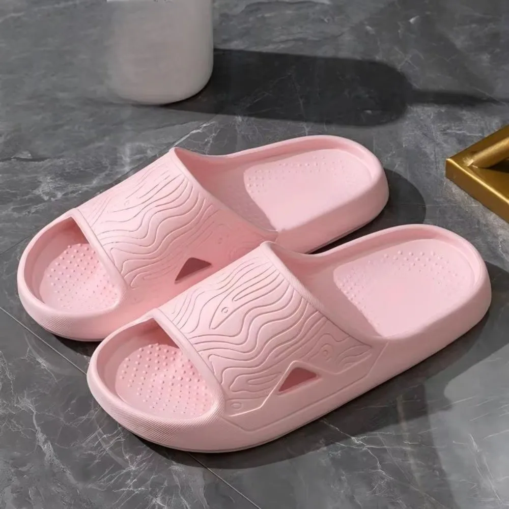 New EVA Bathroom Slippers Non-Slip Thick-Soled Bathing Slippers Soft Sole Solid Color Beach Shoes