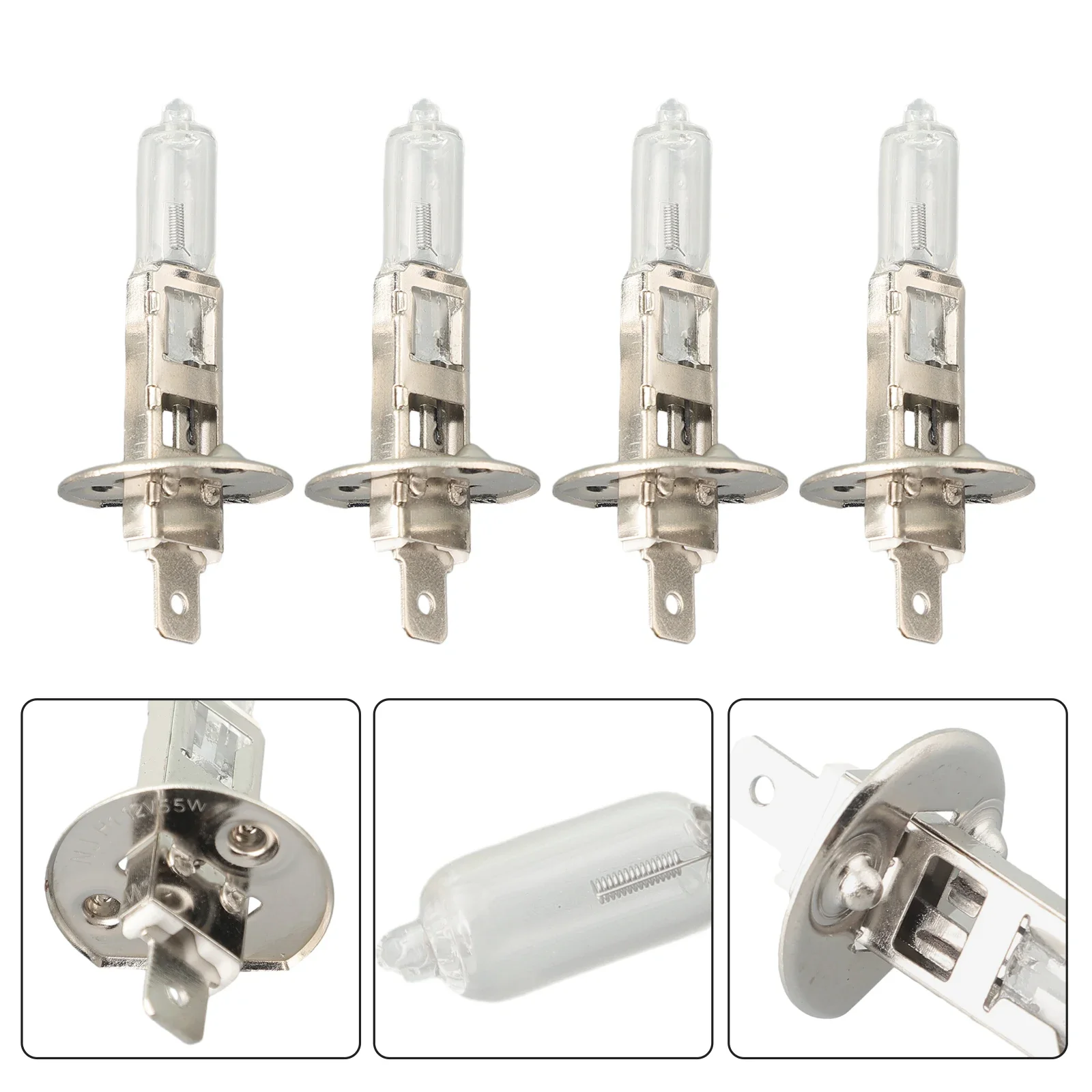 4Pcs H1 Halogen Headlight Bulb White Light Lamp High Low Beam 12V 6000K 55W Auto Fog Lamp Car Halogen Bulbs Car Accessories