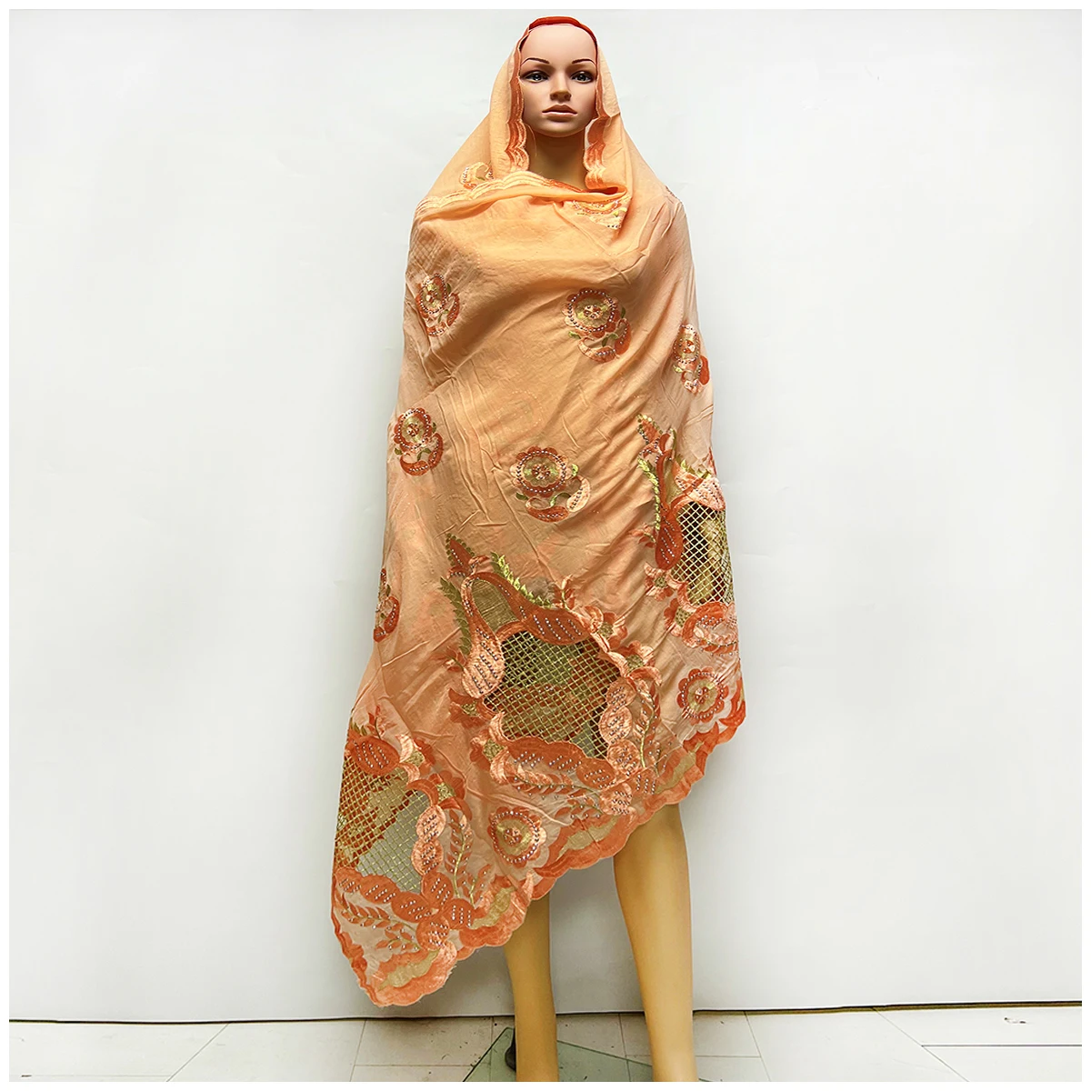 2025 New Hot Sale African Women 100% Cotton Hollow Out Devise Scarf Muslim Women Hijab Scarfs Big Size Cotton Scarf for Shawls