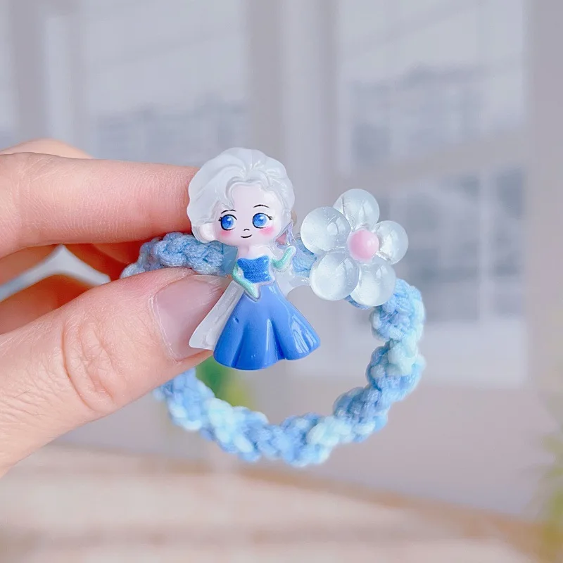 نسخة ديزني الكورية من سلسلة أميرات حورية البحر اللامعة، حلقة شعر لطيفة وناعمة وصغيرة، إكسسوارات شعر كرتونية، حبل شعر