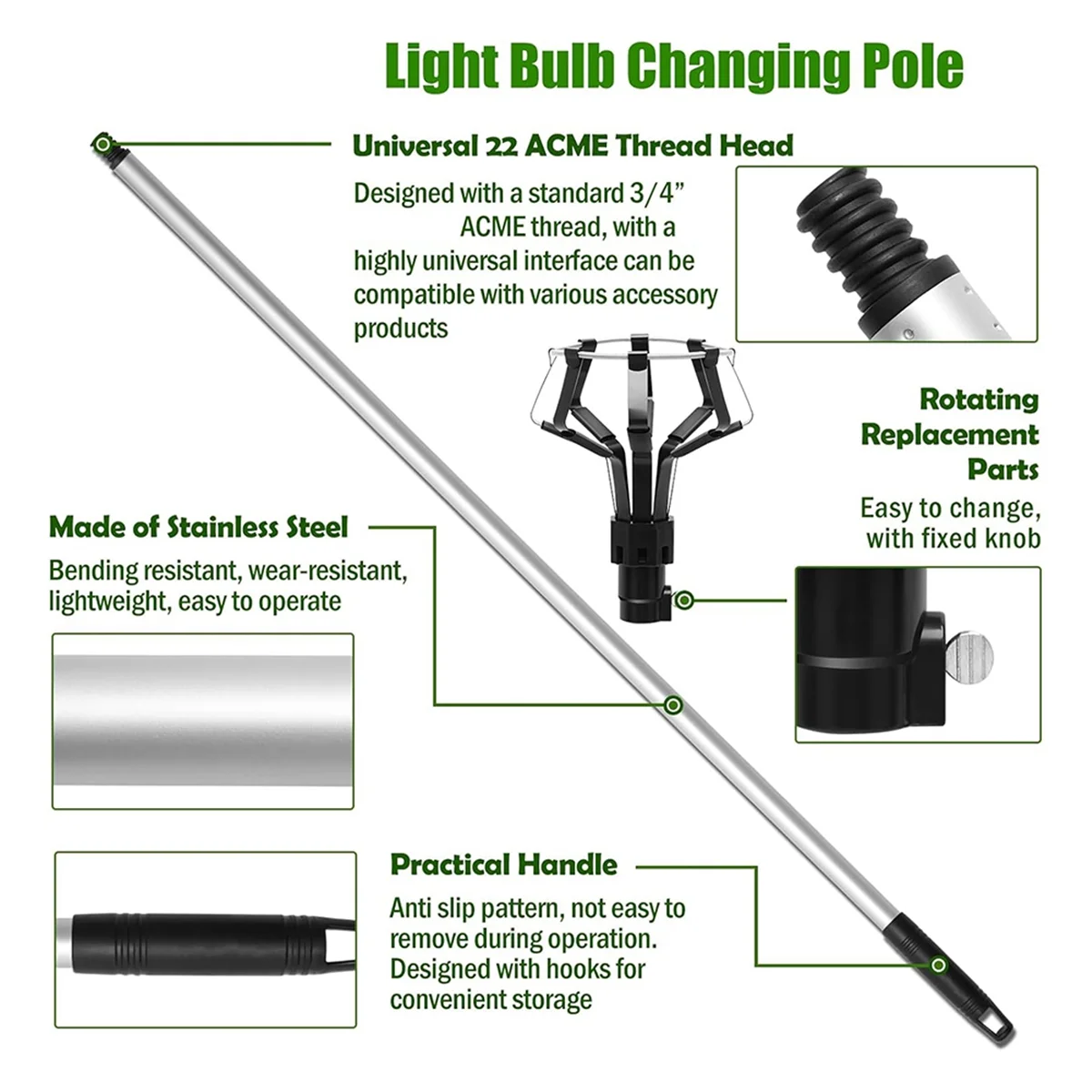 

Innovative 13FT Light Bulb Changer for High Ceilings, Light Bulb Changer