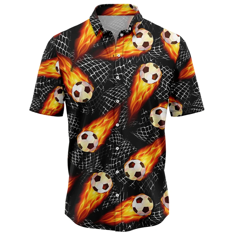 2024 Trendy Cool Fashion Football Shirts Beach Party 3d Printed Hawaiian Shirt Unisex Short Sleeve Oversized Blouse Lapel Shirts