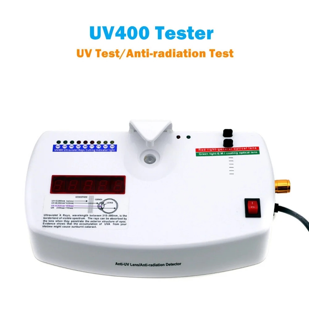 UV400 okulary soczewka optyczna UV Tester anty-promieniowanie promieniowanie ultrafioletowe UV Tester szkła przeciwsłoneczne powłoka maszyna