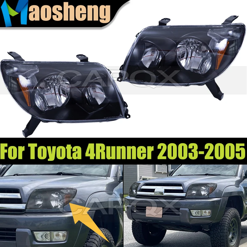

1 пара черных фар переднего бампера для Toyota 4Runner 2003 2004 2005, головной свет, фара
