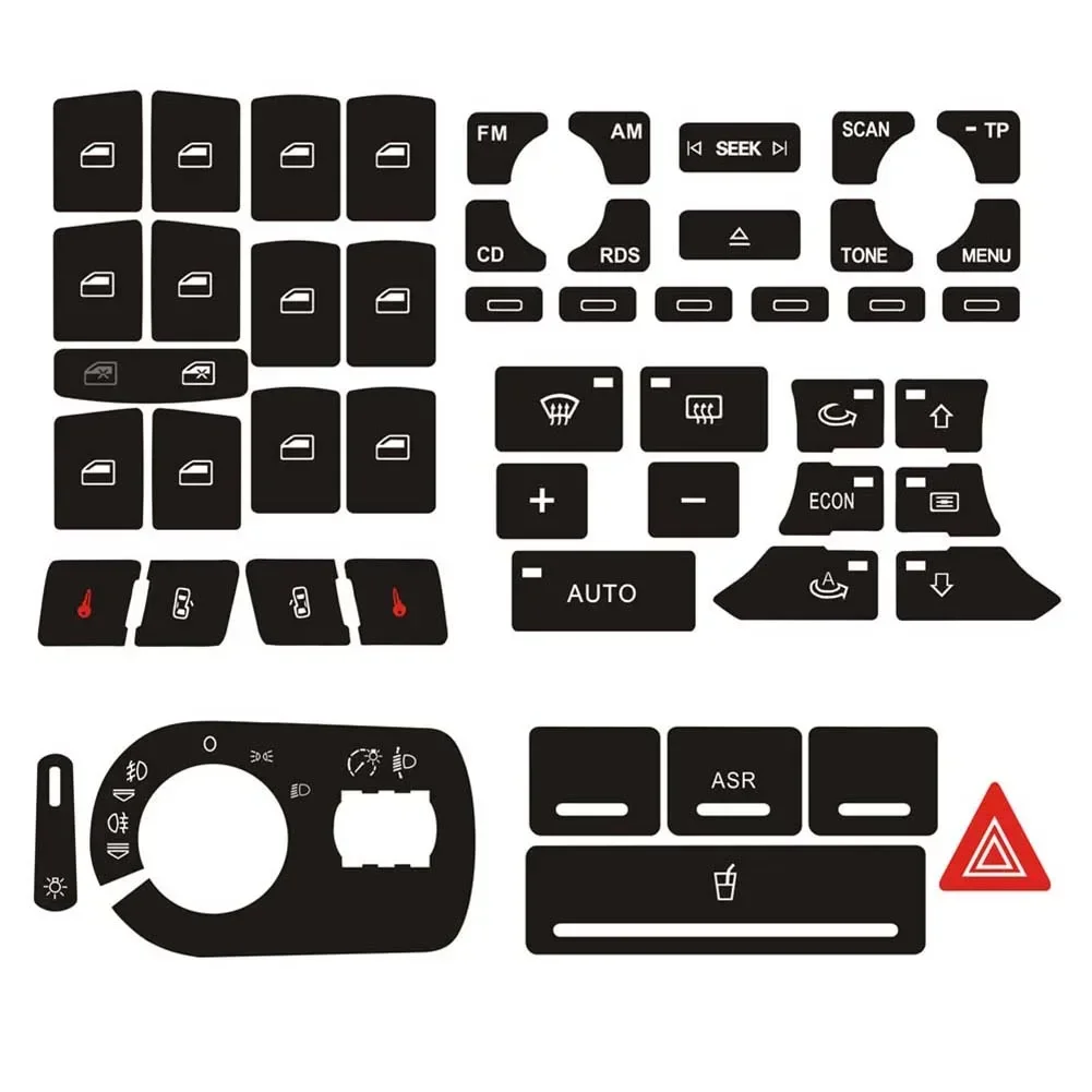 1set Car Radio Clima Headlights Button Repair Decals Stickers Worn Knob Switch ForA3 8P Interior Accessory Car Styling