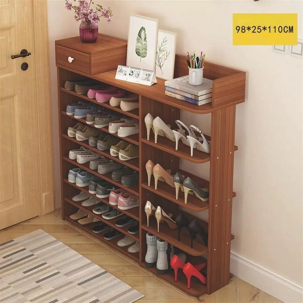 Large Modern Shoe Rack with Storage Cabinet and Changing Stool for Entryway Organization