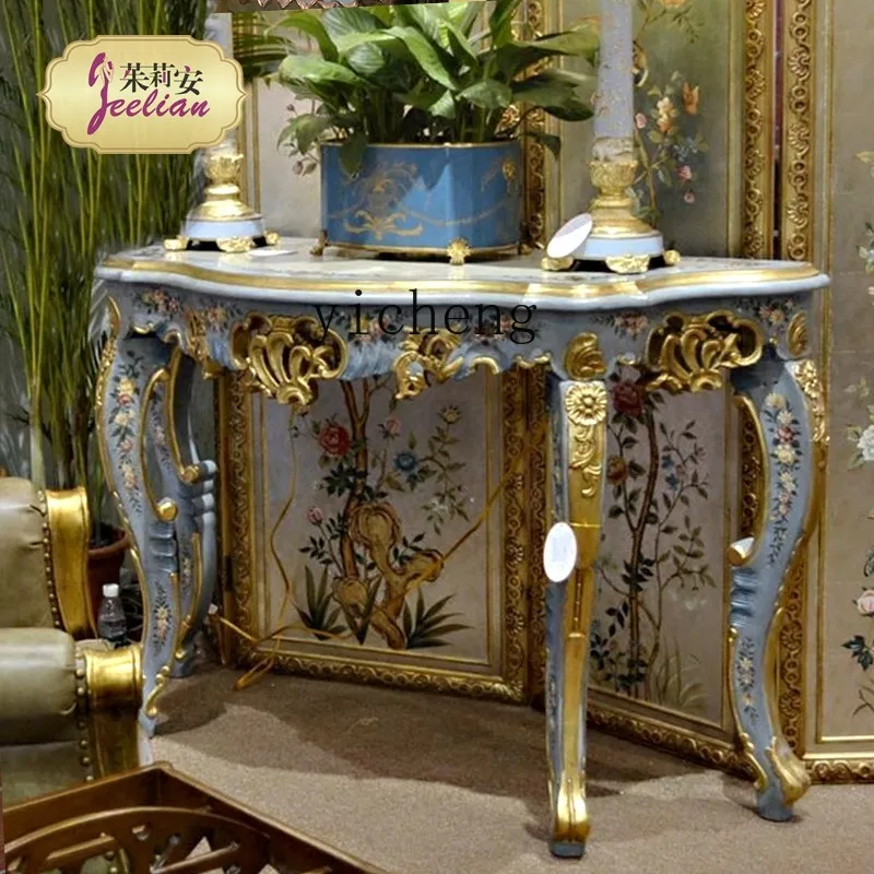 

XL solid wood heavy industry engraving gold painting curved edge Xuanguan platform