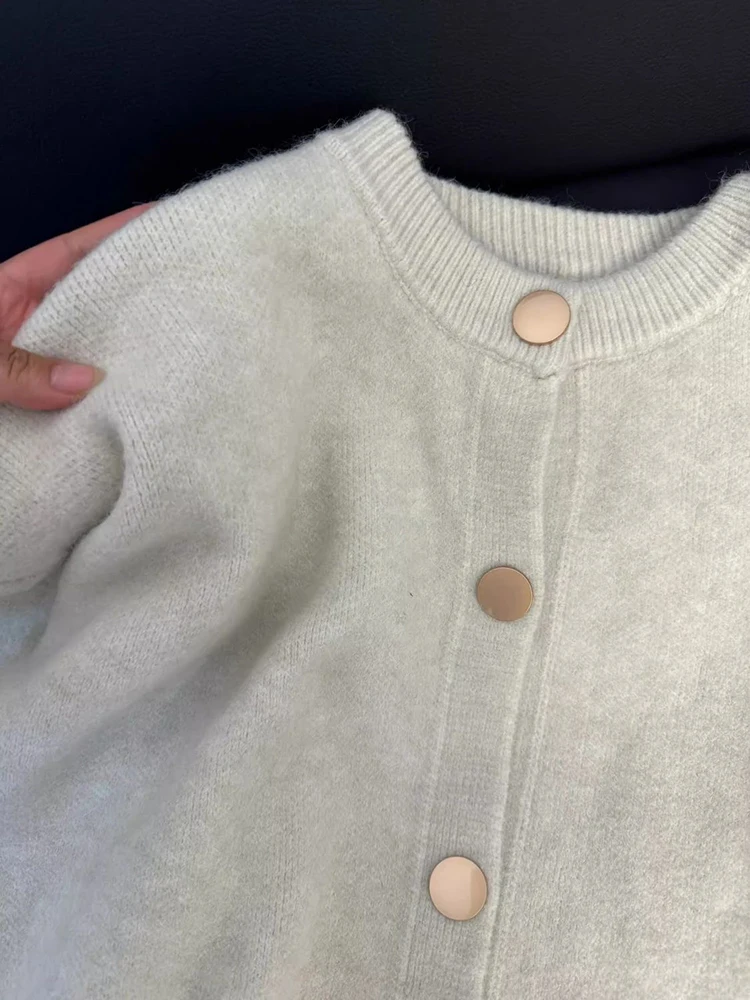 Cardigan en tricot pour femmes, Style coréen doux et paresseux, col rond, simple boutonnage, pulls décontractés, Y2K, doux, Preppy, automne