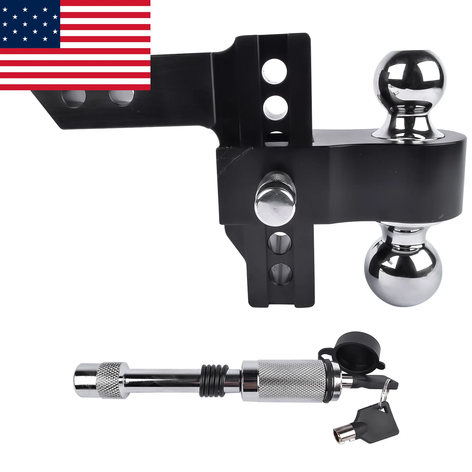 

AP03 Black Trailer Hitch Fits 2-Inch Receiver, 6-Inch Drop/Rise Drop Hitch 12,500 LBS GTW Tow Hitch, 2" and 2-5/16" Hitch Balls