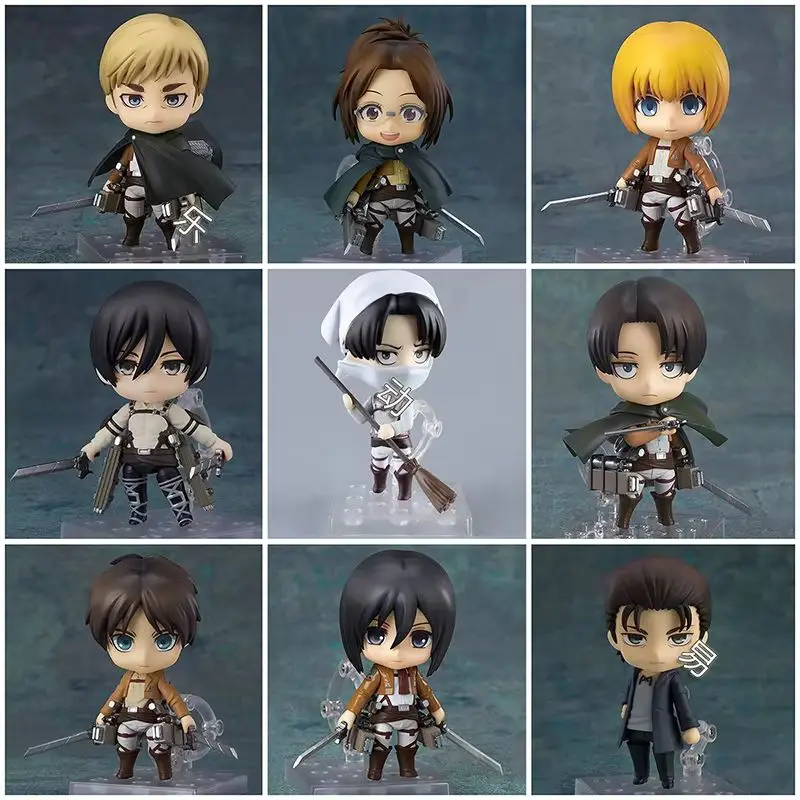 Anime Q Version Figure Attack On Titan 1123# Hange Zoe 2000# Eren Jaeger Mikasa Ackerman Action Model Desktop Doll Ornament Gift