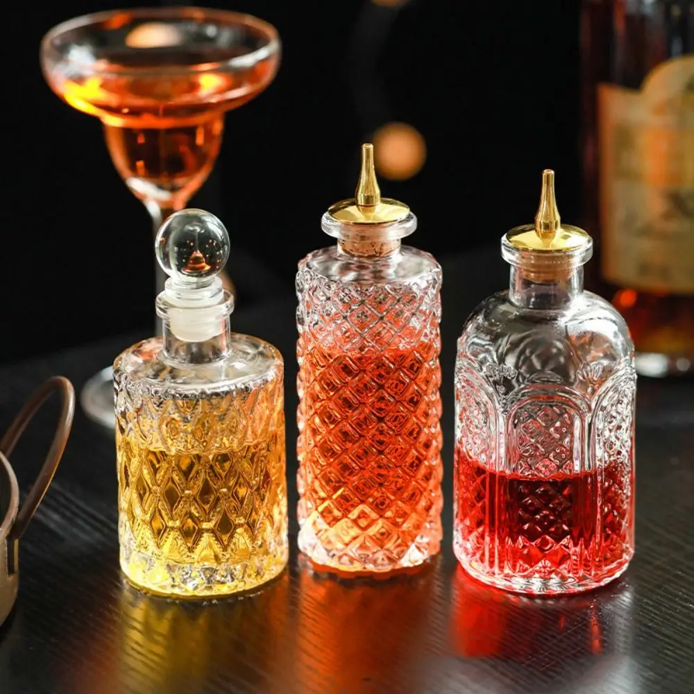 Exquisite Vintage-Flasche mit Bitters, luxuriöses Glas über Barkeeper-Flasche, klare Multifunktions-Bitterspender-Flasche, Barzubehör