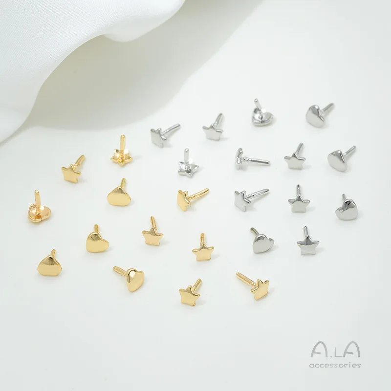 14K Gold Through-hole Pearl Hat Plug Accessories Love Plug Handmade DIY Jewelry Accessories Material T-pin Patch