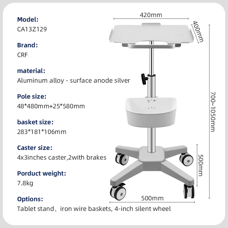 Medical Records Trolley Hospital Utility Cart with Bracket, Nursing Unit Storage Cart for Clinics, Offices Healthcare Facilities
