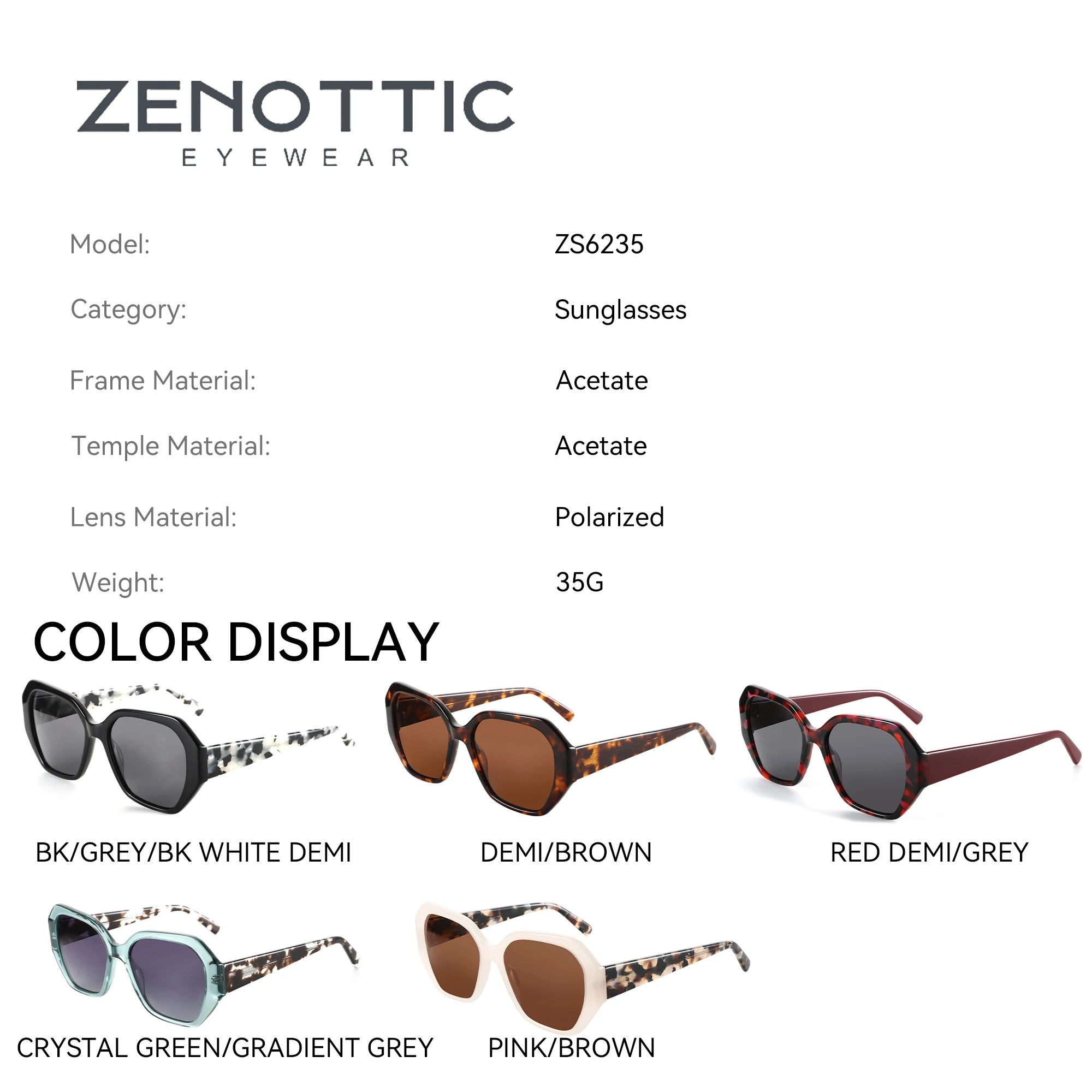 ZENOTTIC  Fashion Prescription Sunglasses Hexagonal Polarized Progressive Sun Glasses For Women UV400 Protection Driving Shades