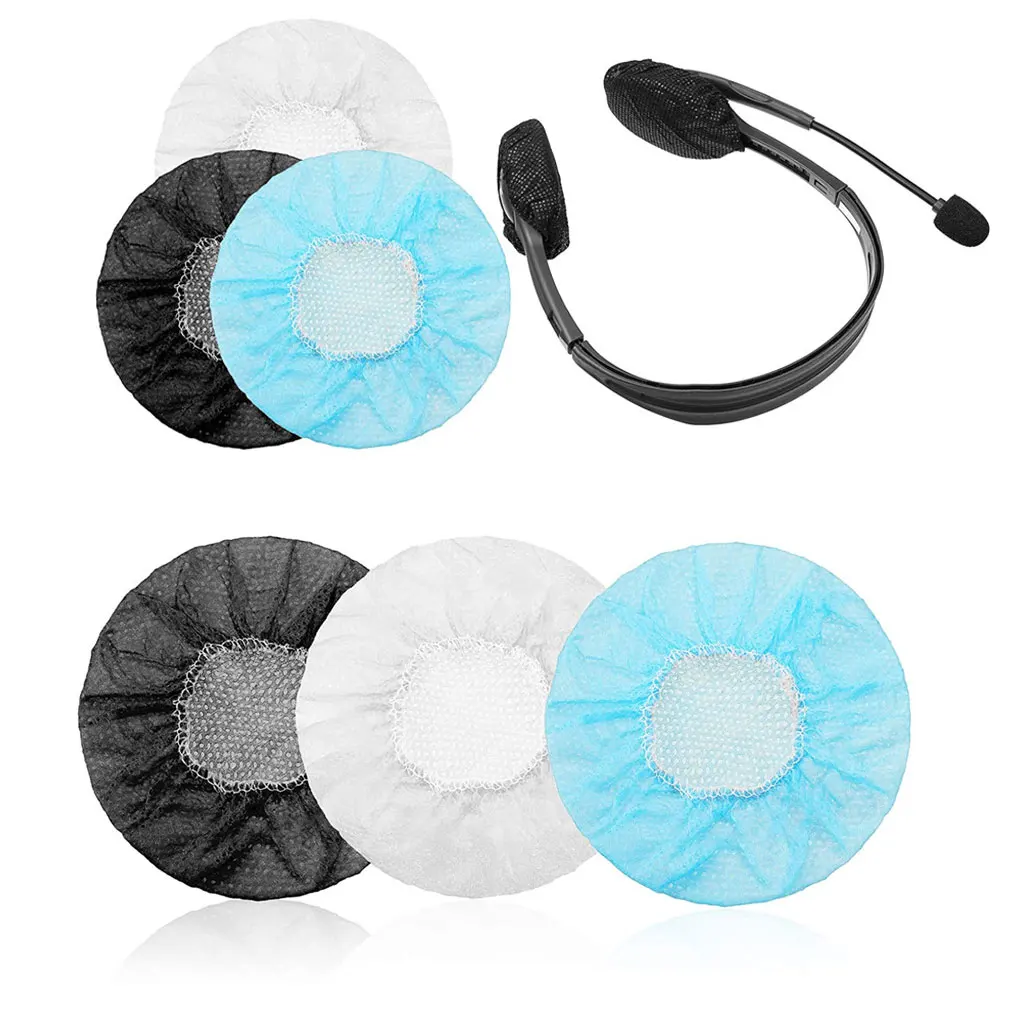 Cubierta desechable para auriculares, 100 piezas, resistente al color, fijación estable, sin hilo suelto, limpia, sin desplazamiento
