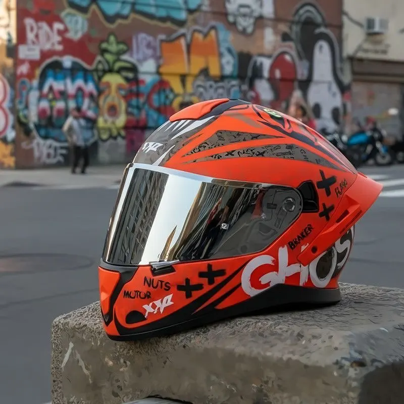 Motorcycle Helmets Anti-fog Dual Lenses Large Tail Full Face Helmets Motorbike Lightweight Racing Helmets Casque Moto Casco