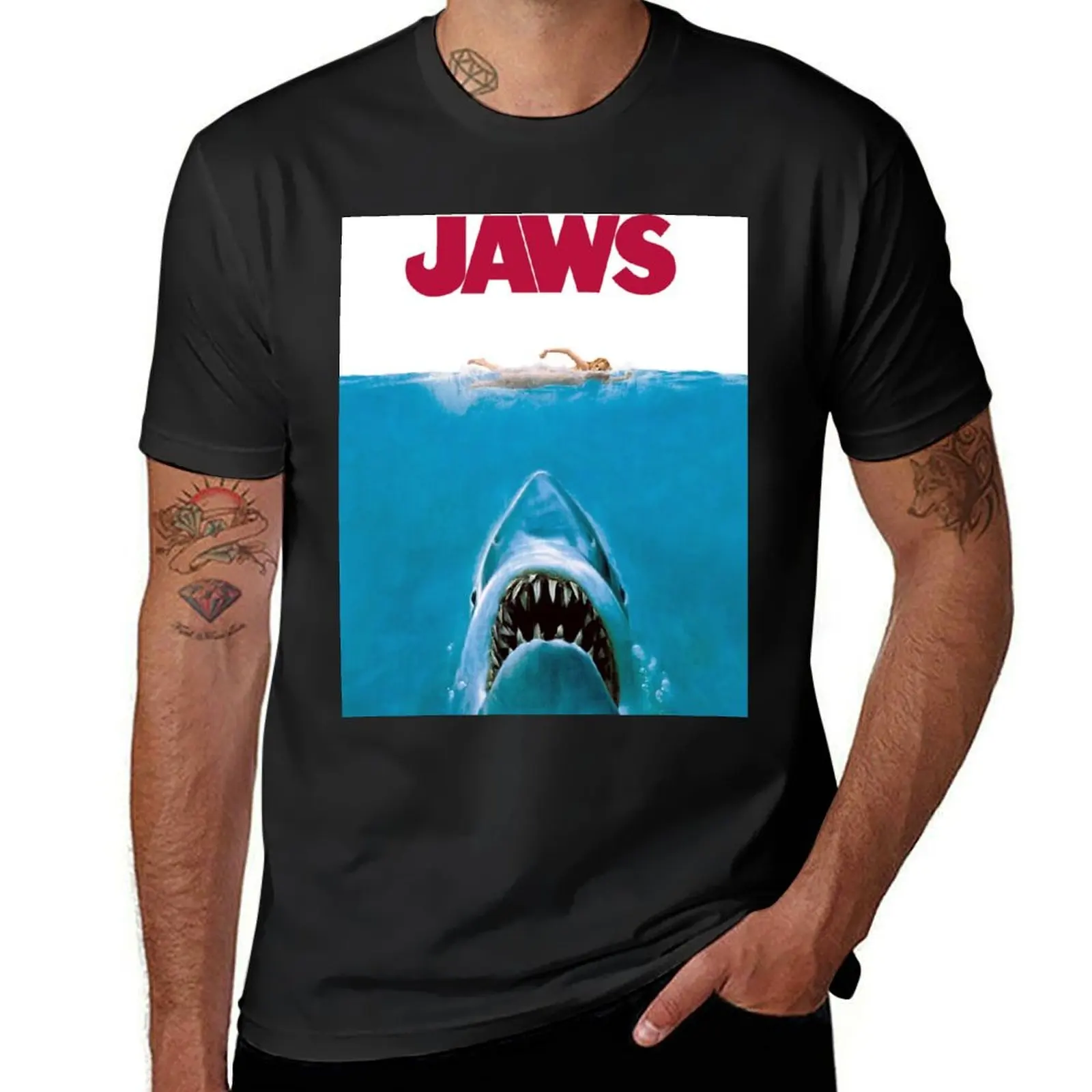 

Shark Attack The Diver On Beach Poster T-Shirt Blouse new edition cute clothes plain sweat shirts, men