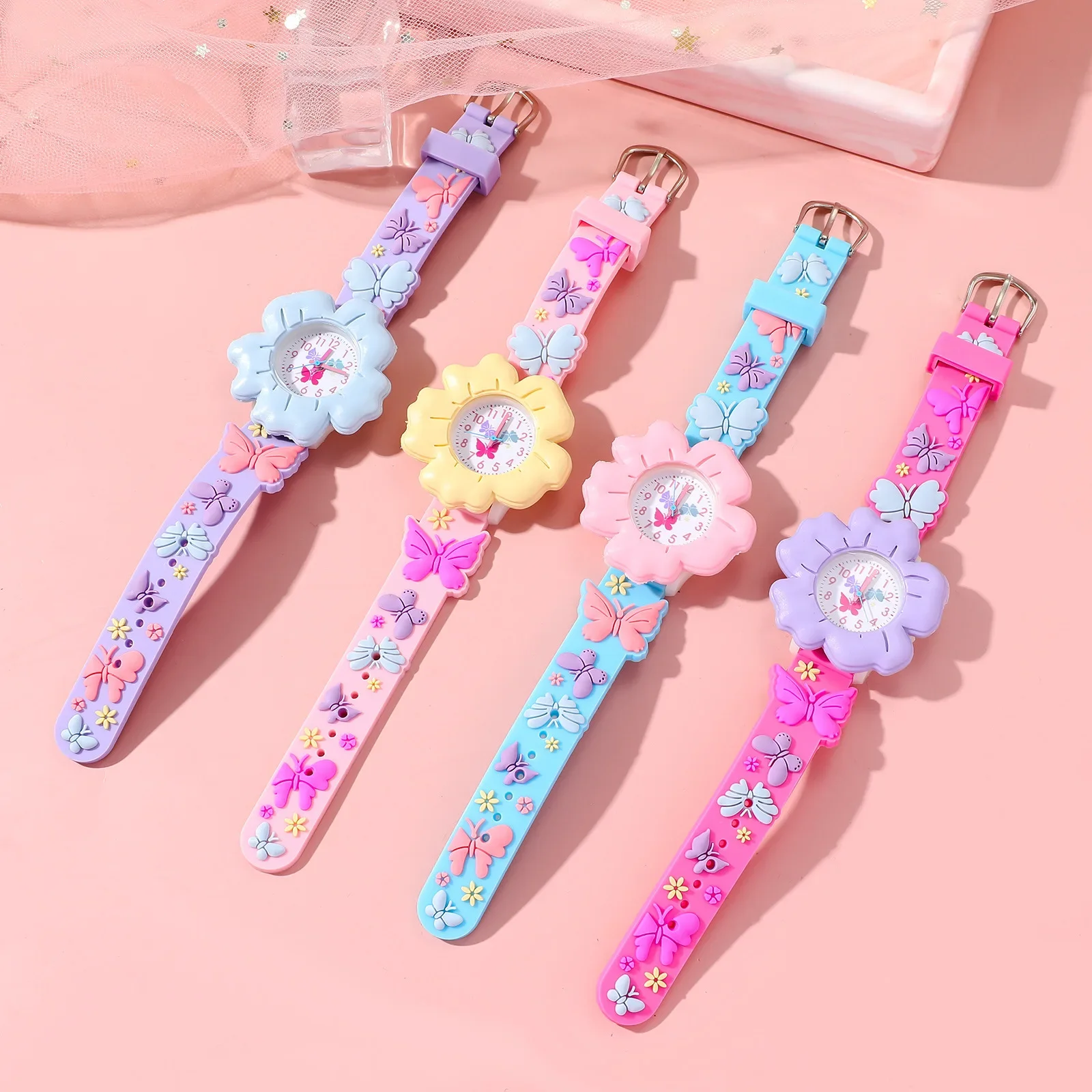 Children's Versatile Quartz Watches Small Flower Shape Watch for Kids Children Cute Butterfly Flower Chinese Style Student Reloj