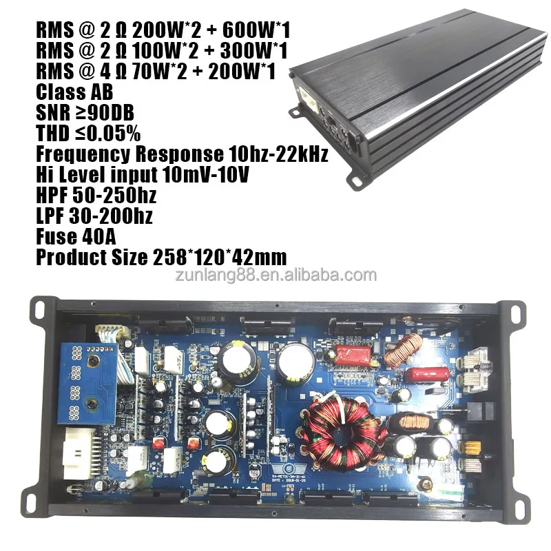 Car Amplifier 2.1 Channels Bass Amplifier RMS 100W*2CH Class AB 300W*1 Class D Car Bass Sound Korean Subwoofer Mono Amplifier