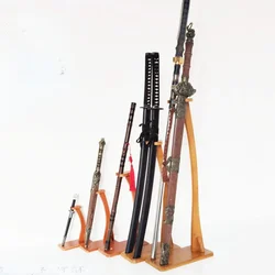 Vertical Sword Display Shelf Wooden Frame for Samurai Blade Inclined Flute Frame Handicraft Exhibit Base for Collectors