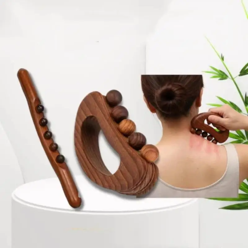 5 Beads Wooden Lymphatic Massage Roller Stick Guasha Tool for Full Body Deep Tissue Relaxation Home SPA
