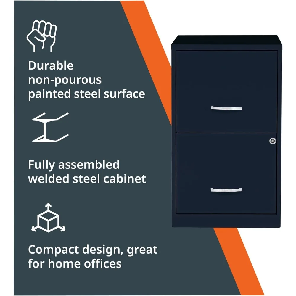 スチール製2段ロックファイルキャビネット - 組み立て済み、省スペース設計で家庭や小規模オフィスでの使用に最適